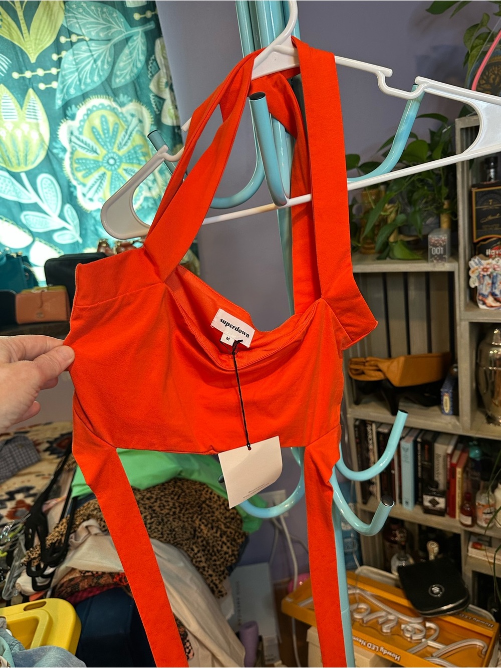 superdown Vibrant Orange Strappy Cutout Crop Top